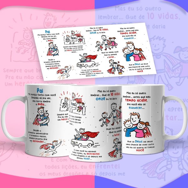 Arte Avulsa – Pai… Onze vidas Versão Pai de Casal Filhos - Imagem 1