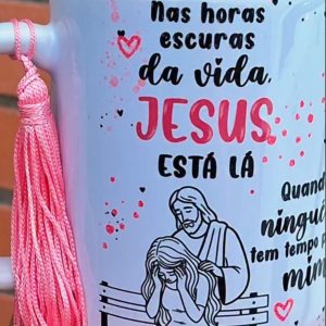 Arte Avulsa –  Jesus tá lá 03 versões - Unisex, Feminina, Masculina (Dourada, Rosa, Azul)