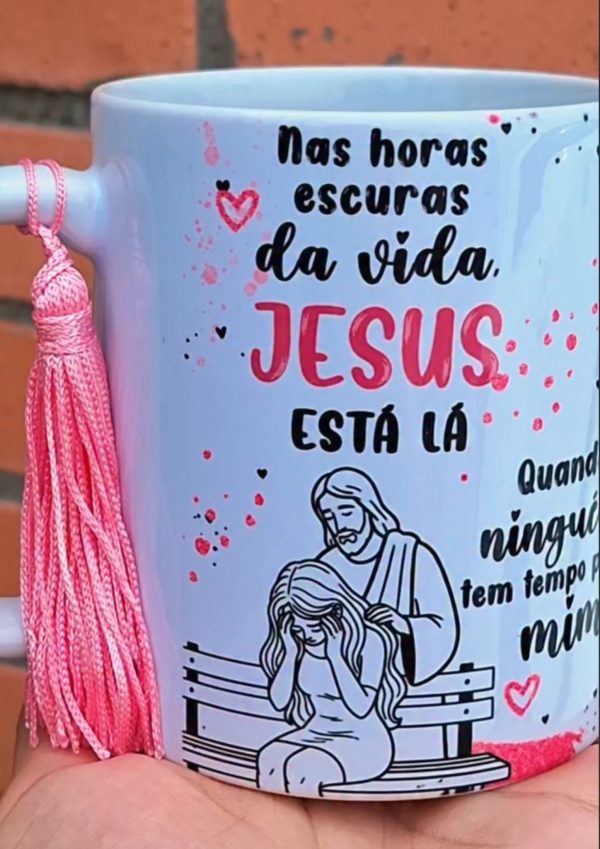 Arte Avulsa –  Jesus tá lá 03 versões - Unisex, Feminina, Masculina (Dourada, Rosa, Azul) - Imagem 1