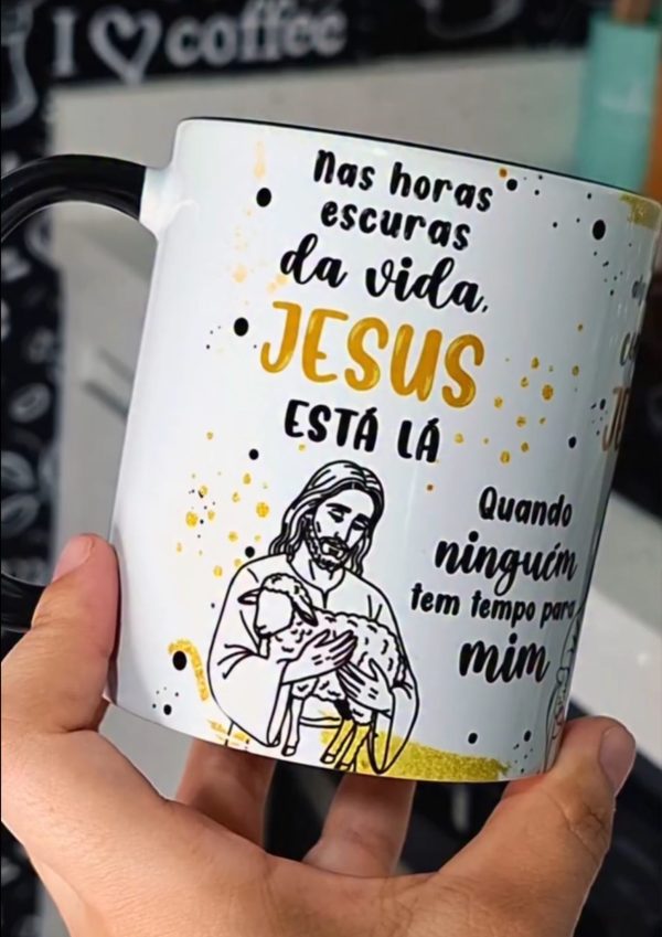 Arte Avulsa –  Jesus tá lá 03 versões - Unisex, Feminina, Masculina (Dourada, Rosa, Azul) - Imagem 3