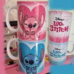 Arte Avulsa –  Stitch e Angel - Coração Glitter