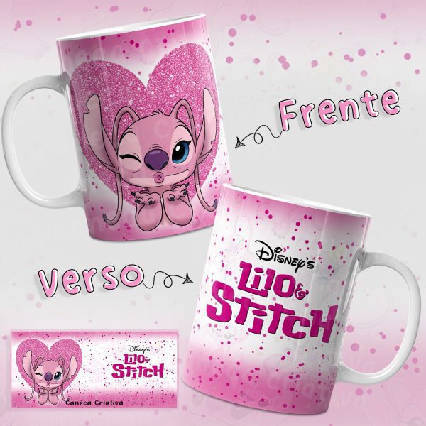 Arte Avulsa –  Stitch e Angel - Coração Glitter - Imagem 3