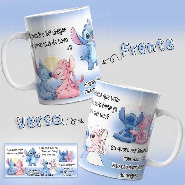 Arte Avulsa –  Stitch e Angel - O Que É Que Tem - Versão Femina e Masculina - Imagem 1