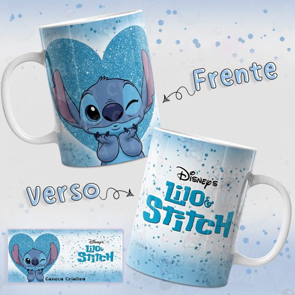 Arte Avulsa –  Stitch e Angel - Coração Glitter - Imagem 2